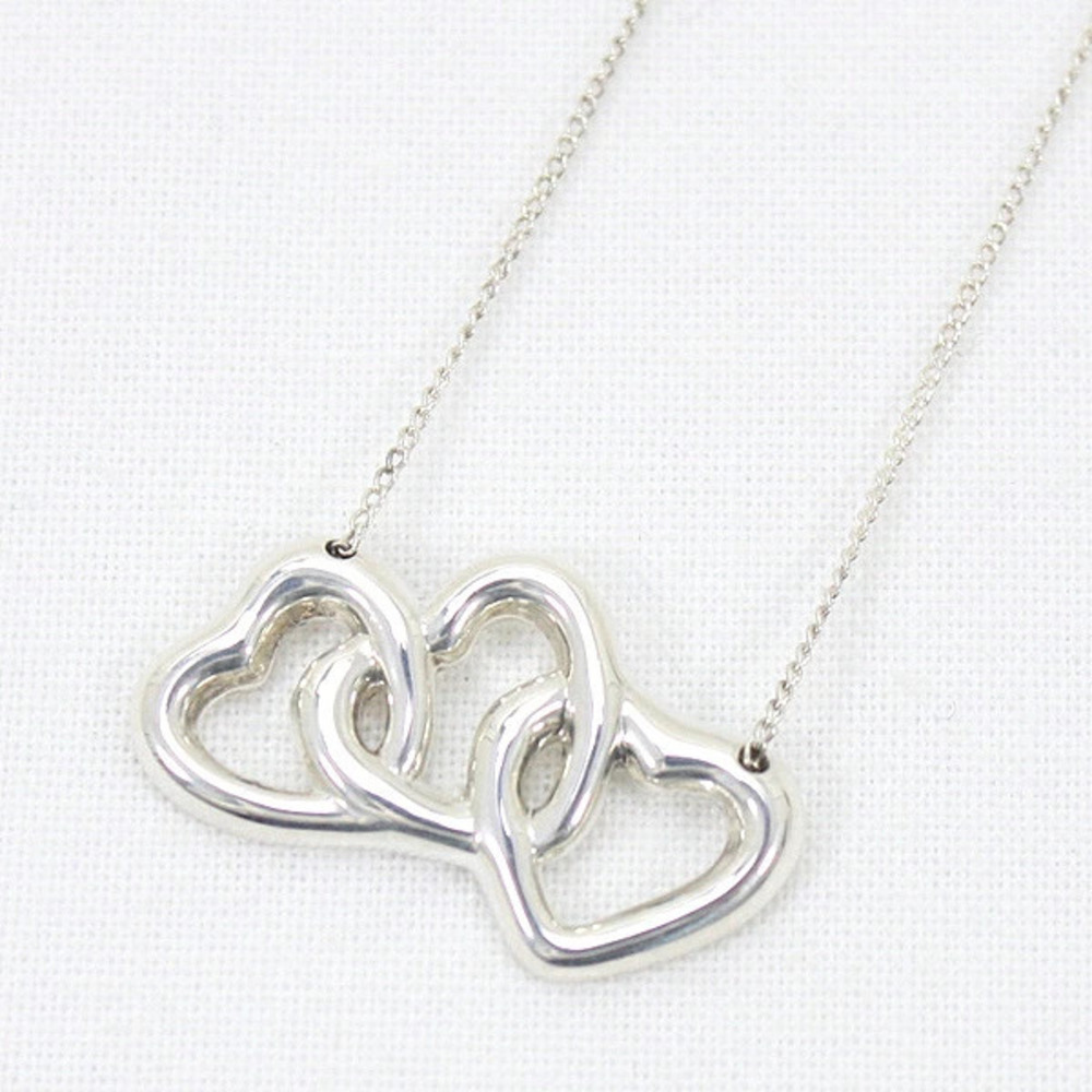 TIFFANY Co Triple Heart Necklace Sterling Silver